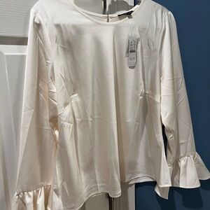J. Crew Cream Ruffle Sleeve Blouse